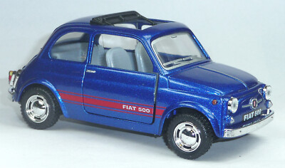 FIAT 500 nuova Modellauto ca. 12cm = 1:24 blau / offenes Verdeck von KINSMART