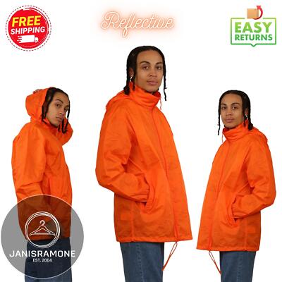 Wasserdichte Herrenjacke durchgehender Reißverschluss Unisex uni leicht Kapuze Nylon Regenmantel