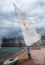 Barca A Vela Laser Standard Pronta All’uso Carrello D’ Alaggio Telo Copri Barca