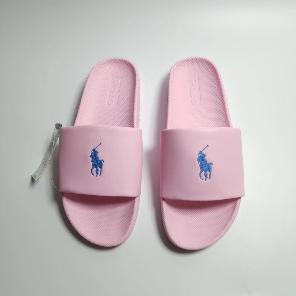 Polo Ralph Lauren Men's Pink Sandals Big Pony Embroidered Pony Slippers