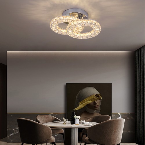Modern Crystal Chandelier LED Ceiling Light Living Room Bedroom Lamp 40W 3-Color - 第 9/17 張圖片