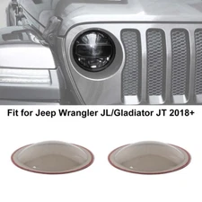 2pcs Car Front Headlight Lamp Cover Trim For Wrangler JL JT 2018+ Smoked Black