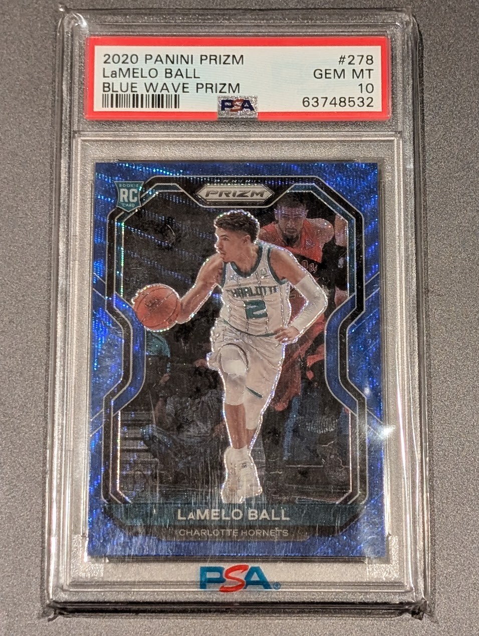 2020 Panini Blue Wave Prizm #278 LaMelo Ball Hornets RC Rookie PSA 10 Hornets