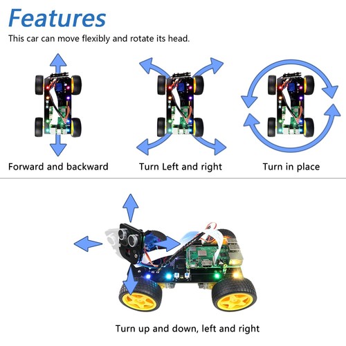 Freenove Kit Voiture Intelligente 4WD pour Raspberry Pi 5 4 B 3 B+ A+ Robot Caméra Servo App - Photo 3/7