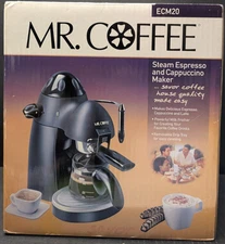 Mr. Coffee ECM20 Steam Espresso & Cappuccino Maker Black New in box