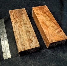 2 Pack Figured Maple Burl Blocks 6” x 2.25” x 1 3/8” – Knife Handle / Craft Wood
