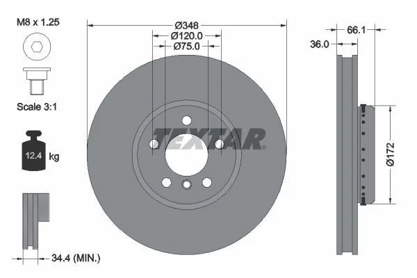 TEXTAR Brake Discs Rotors Front & Rear Braking Service Set Fits BMW 5 Series - Image 3 of 4