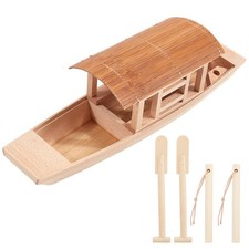 GORGECRAFT 1 Set Unfinished Wooden Boat 11.34x3.19x3.43 inch, Antique White 