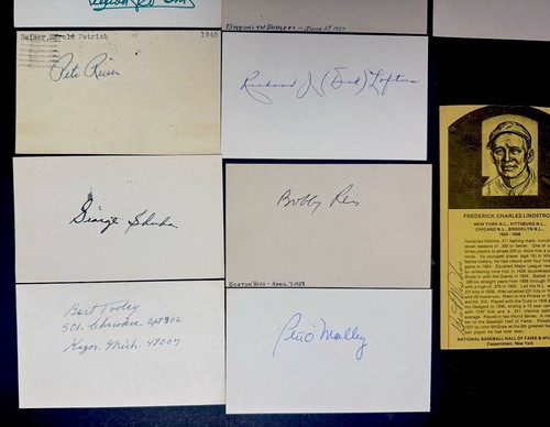 Lot 11 Brooklyn Dodgers Signed 3x5 Index Cards Pete Reiser Freddie Lindstrom (2) - Picture 3 of 5