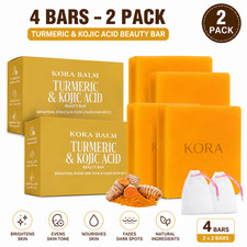 Kojic Acid Turmeric Soap 4 Bars Dark Spot Remover Brightening Face Body Skin