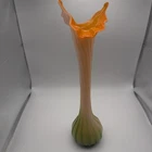 Vintage Vase Murano Style Calla Lily Jack In the Pulpit Art Glass Flower Orange