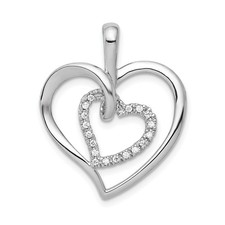 14k White Gold Intertwined Heart Pendant Cubic Zirconia Necklace Charm for Women