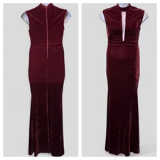 Windsor Velvet Bodycon Maxi Dress  Size Medium Fall Rust Mock High Neck Mermaid