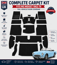 Carrelli Hessian Backed Interior Carpet Set Black -MG Midget & AH Sprite 1962-79