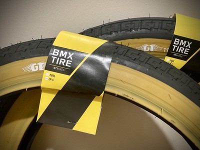 Pair GT LP5 Wing Logo Tread 20x2.35 BMX Bike Tire 110 PSI BLACK GUM Sidewall Set