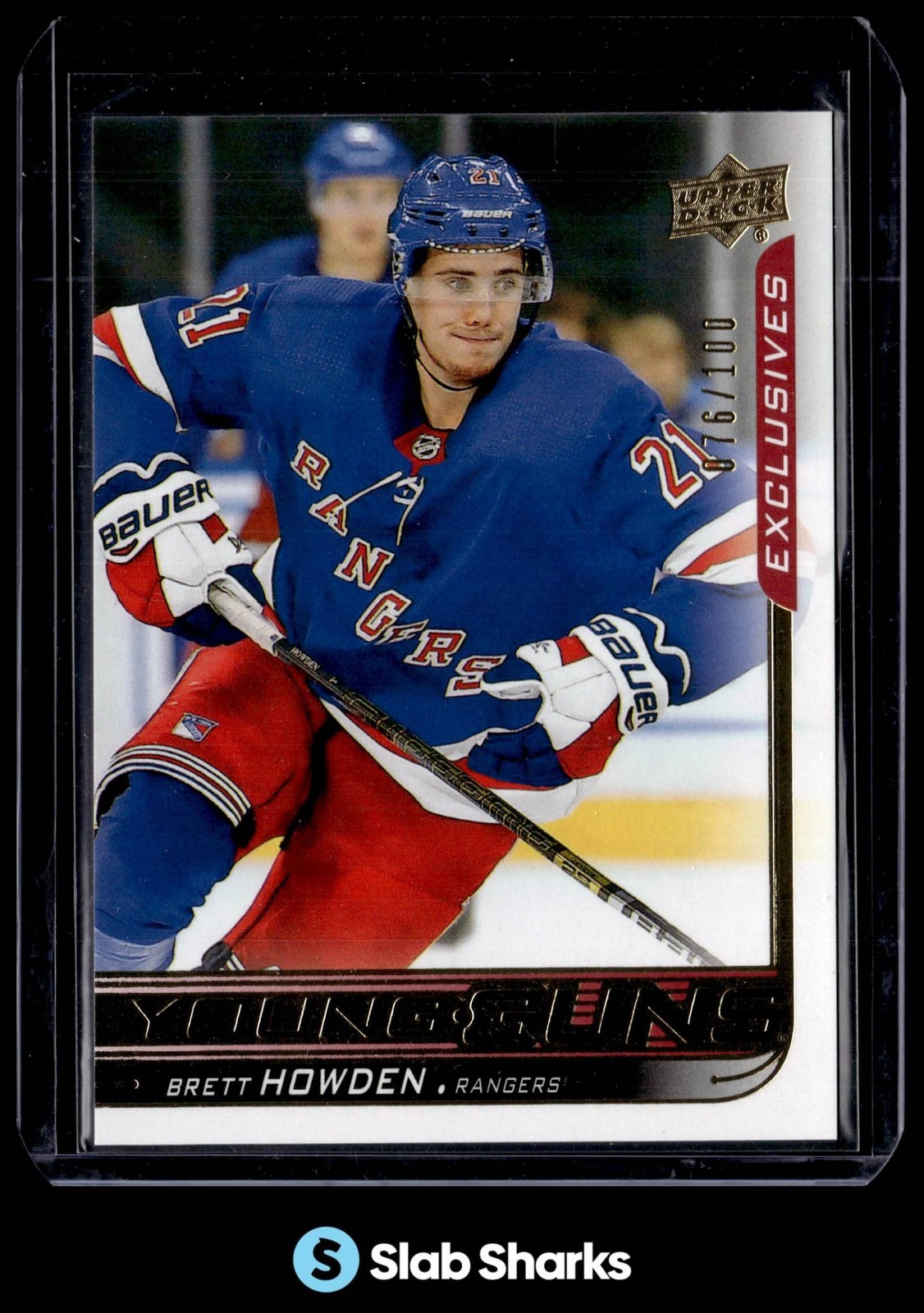 2018 UPPER DECK #215 BRETT HOWDEN UD EXCLUSIVES YOUNG GUNS RC ROOKIE /100