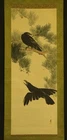 JAPANESE HANGING SCROLL ART Painting "Crows" Nagai Ikka Asian antique  #E9701