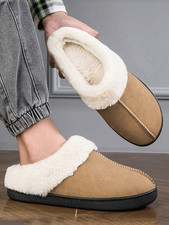 Men Winter New Style Indoor Home Anti-Slip Warm Plush Thick-Soled Slippers