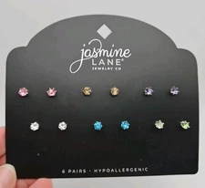 Jasmine Lane 6 Pack Color Stud Earrings