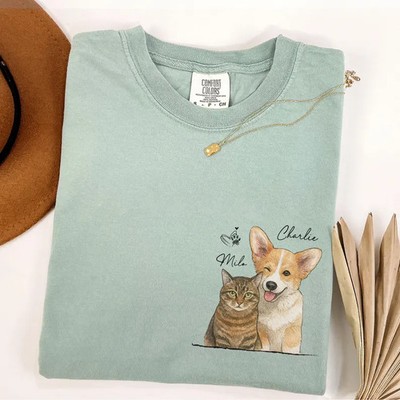 Custom Dog Face Comfort Tee Personalized Pet Portrait Shirt Gift Idea