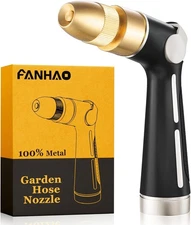 Garden Hose Nozzle with High Pressure Jet, 100% Heavy Duty Metal Water Hose S...