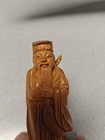  vintage Chinese carved boxwood(??)  figurine of a man. Appro.4.5" tall. READ — photo 2