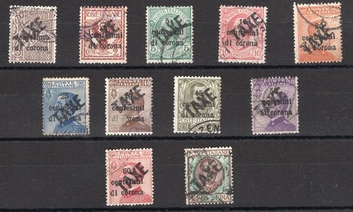 Trentino Alto Adige Bolzano 3 1918/19 Stamps of Trento and Trieste with sopras