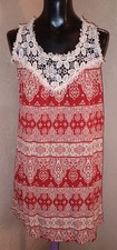 Vintage Jody California Top Lace Indian Block Design Sz S Made In USA Boho Hippy
