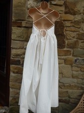 H&M White 100% Cotton Backless Summer Voluminous Maxi Dress Sz M , NWT