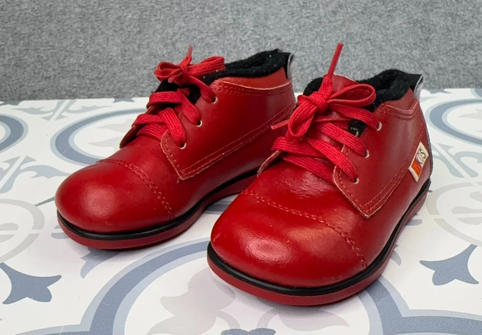 Винтажные детские прогулочные туфли 80-х Baby Deer x McKids размер 3 1/2 D красная кожа США - Изображение 2 из 4