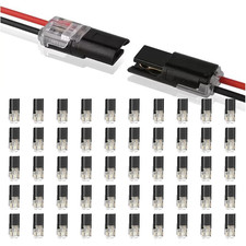 50Pcs Double Wire Plug in Connector, 2 Pin 2 Way Low Voltage Wire Connector, D2