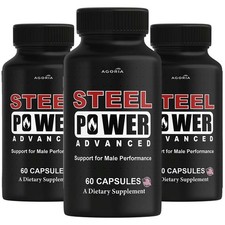  3 Pack Steel Power Pills for Men Performance , SteelPower Supplement Capsules