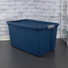 Extra Large Storage Bin, 34 Gallon Plastic Storage Container with Latch Lid,Blue