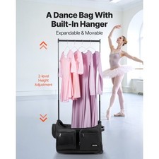 Dance Bag with Garment Rack, 23 Inch Rolling Dance Duffel, with Wheels, USB Port
