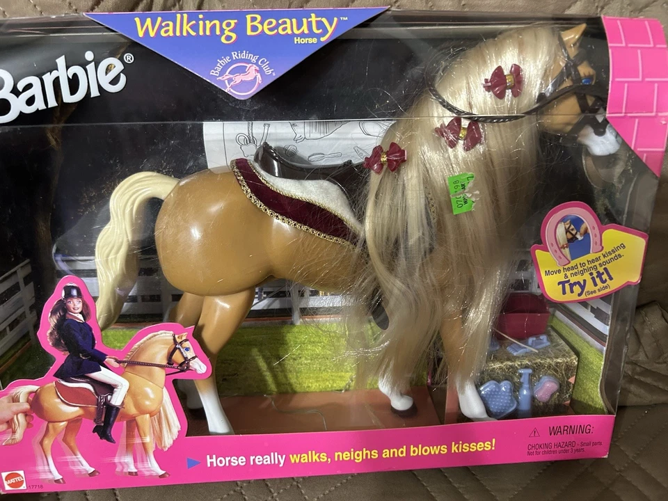 Barbie Walking Beauty Horse Really Walks KB Toys Barbie Riding 1998 de colección Foto 2 de 4