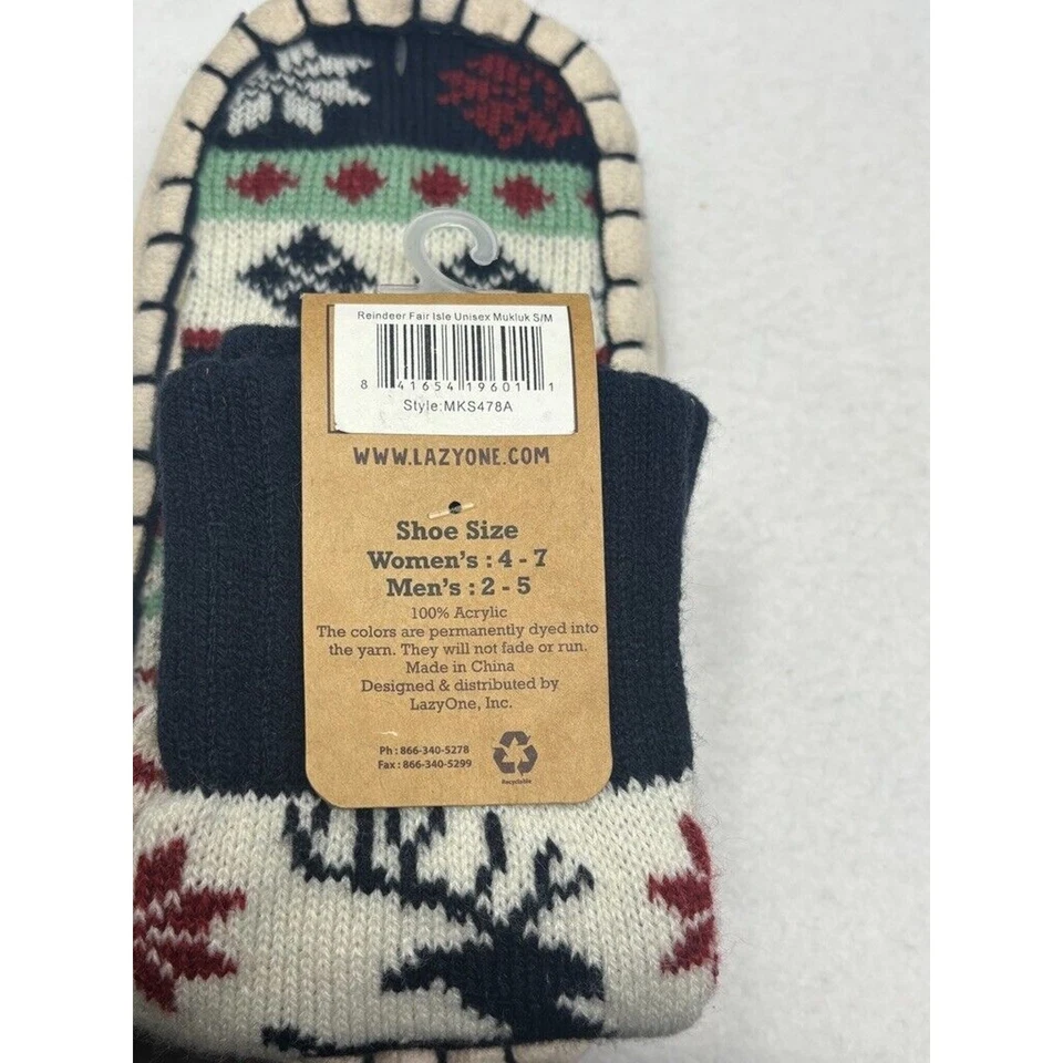 Zapatillas Lazy One para mujer talla S/M reno Fair Isle Mukluk tejido suave NUEVAS Foto 4 de 4
