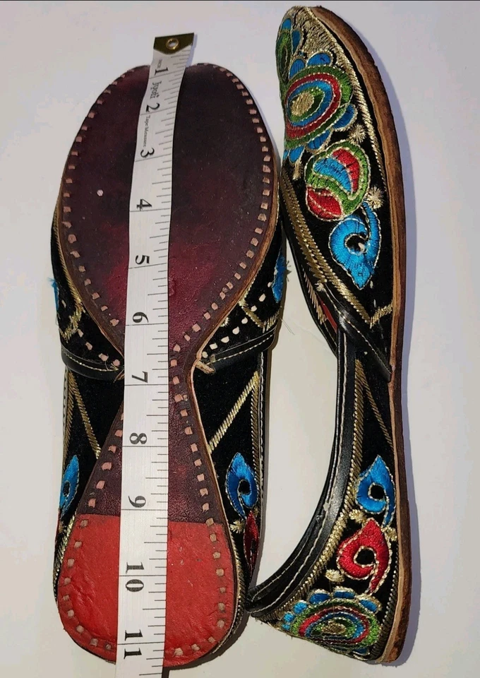 Punjabi Paquistaní Indio Étnico Jutti Khussa Mojri Talla 11 Oro Tila Bordado  Foto 3 de 4
