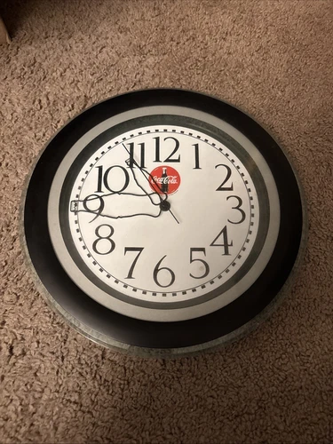 Vintage 1996 Coca-Cola Wall Clock w/ Bottle Hands – Tested Working