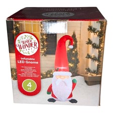 4 Ft. LED Gnome Christmas Inflatable in Santa Outfit Yard Decor Brand New in Box