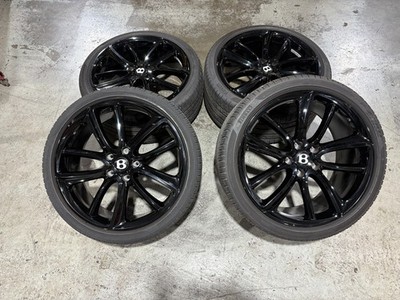 22'' BENTLEY CONTINENTAL GT GTC SPEED F&R OEM WHEELS RIMS BLACK w/ Tires