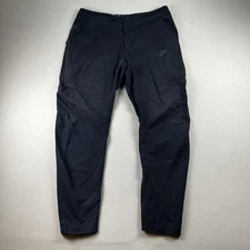 Nike Tech Woven Pants Mens 34 Black Chino Tapered Joggers Swoosh Logo Commuter