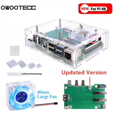 New Raspberry Pi 4B set-top box kit Acrylic Case with Cooling Fan Heatsink 