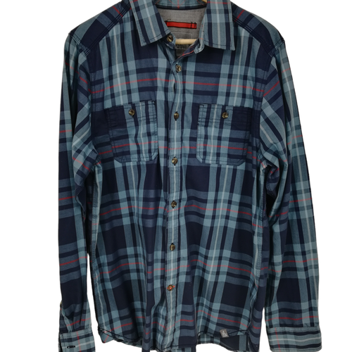 The North Face Plaid Long Sleeve Button Up Shirt Size M Blue Orange Pocket - Picture 1 of 16