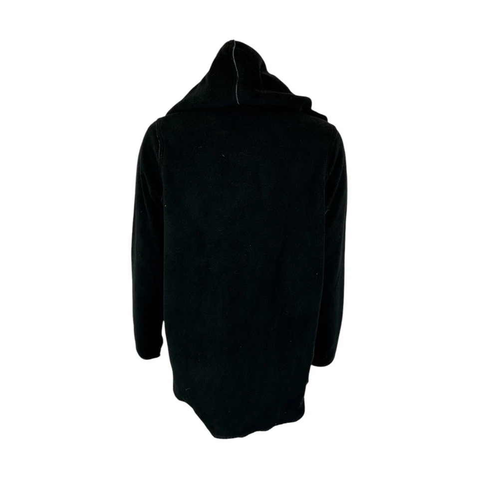 Cárdigan con Capucha Denim & Co. Reversible Polar Frente Abierto Negro Talla Pequeña Foto 2 de 4