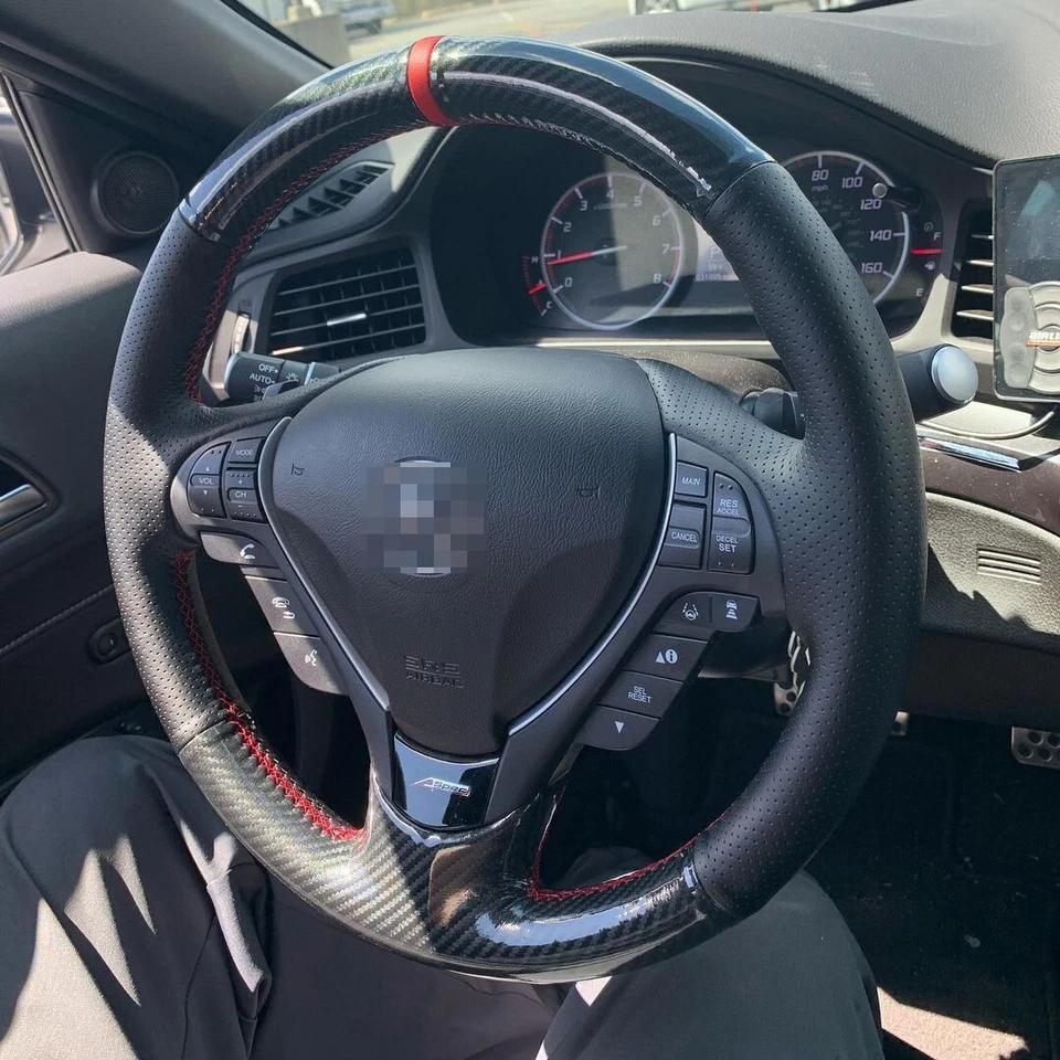 Custom Carbon Steering Wheel Cover Hand Stitching for Honda Acura RDX TL ILX A9 - Изображение 3 из 4