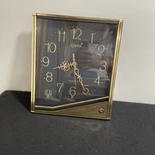 Vtg Ajanta Quartz Wall Clock 80s Gold Black Hourly Chime Music Tested See Video
