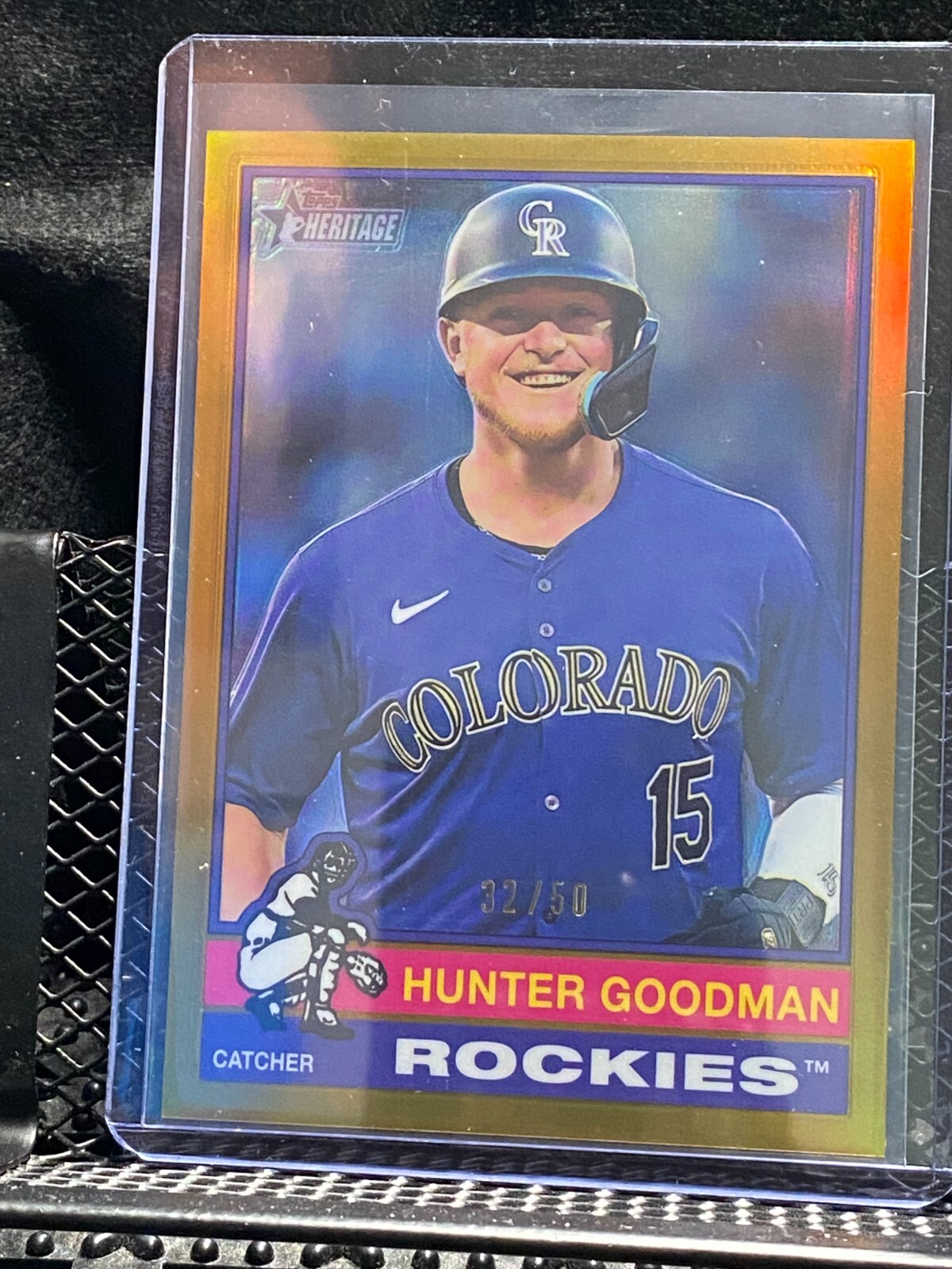 Hunter Goodman 2025 Topps Heritage - Chrome Gold Refractor #32/50 - #217 Rockies