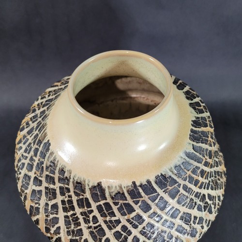 David C. LaLomia Studio Pottery Vase Hand Thrown Stretched Texture 2012 10" - Picture 5 of 12