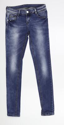 Skinny Damenjeans blau Baumwollmischung Größe W28 L29 - Acid Wash