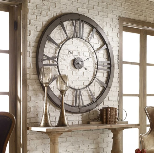 Uttermost 06084 Bronze Ronan 60 inch Large Rustic Wall Clock NEW Free Shipping - Picture 1 of 3